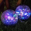 2/1 Pcs 12CM Diameter Solar Garden Light Cracked Glass Ball Lamps Outdoor Solar Courtyard Lights Waterproof Solar Lamp Balcony Yard Villa Street Decor