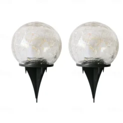 2/1 Pcs 12CM Diameter Solar Garden Light Cracked Glass Ball Lamps Outdoor Solar Courtyard Lights Waterproof Solar Lamp Balcony Yard Villa Street Decor