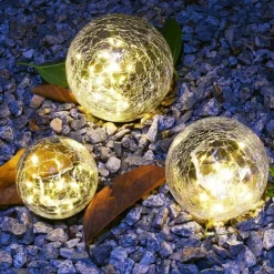 2/1 Pcs 12CM Diameter Solar Garden Light Cracked Glass Ball Lamps Outdoor Solar Courtyard Lights Waterproof Solar Lamp Balcony Yard Villa Street Decor