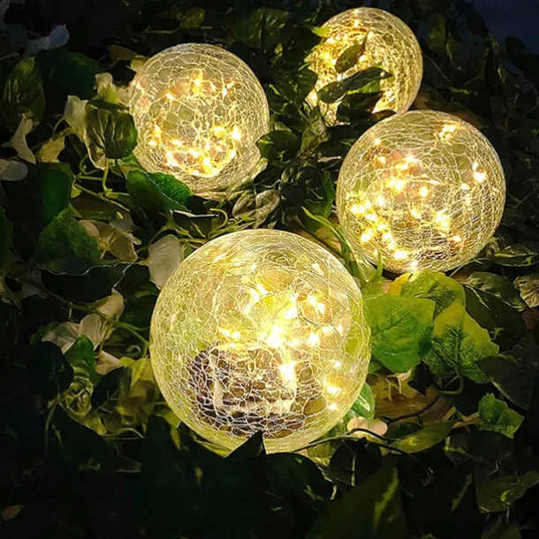 2/1 Pcs 12CM Diameter Solar Garden Light Cracked Glass Ball Lamps Outdoor Solar Courtyard Lights Waterproof Solar Lamp Balcony Yard Villa Street Decor