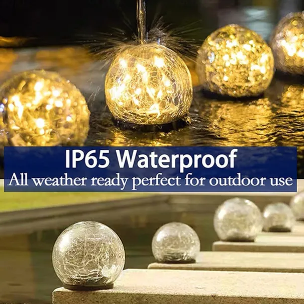 2/1 Pcs 12CM Diameter Solar Garden Light Cracked Glass Ball Lamps Outdoor Solar Courtyard Lights Waterproof Solar Lamp Balcony Yard Villa Street Decor