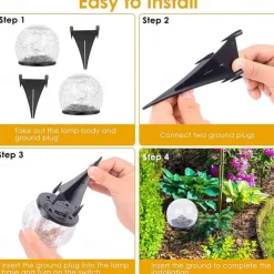 2/1 Pcs 12CM Diameter Solar Garden Light Cracked Glass Ball Lamps Outdoor Solar Courtyard Lights Waterproof Solar Lamp Balcony Yard Villa Street Decor