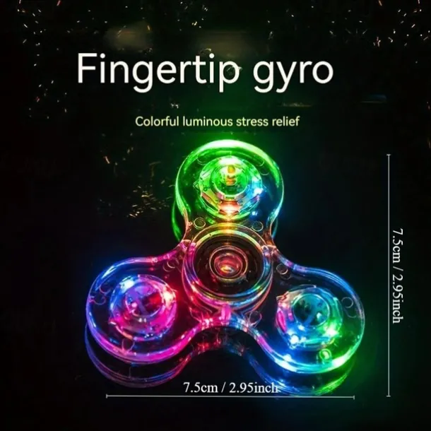2 PCS Crystal Luminous LED Light Spinner Hand Top Spinner, Glow In Dark EDC Toy, Kinetic Gyroscope For Children, As Halloween, Christmas Gift