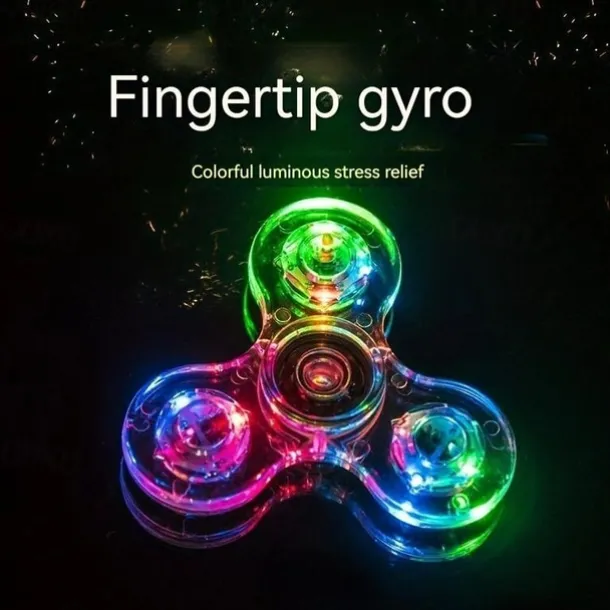 2 PCS Crystal Luminous LED Light Spinner Hand Top Spinner, Glow In Dark EDC Toy, Kinetic Gyroscope For Children, As Halloween, Christmas Gift