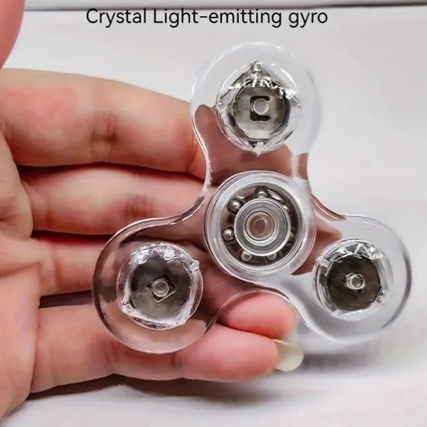 2 PCS Crystal Luminous LED Light Spinner Hand Top Spinner, Glow In Dark EDC Toy, Kinetic Gyroscope For Children, As Halloween, Christmas Gift