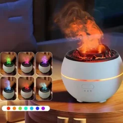 1 PCS Essential Oil Diffusers Large Room 360ml Flame Aromatherapy Diffuser for Home Bedroom for Run 24 Hours and Auto Off Big Humidifier Ultrasonic 7 Colors LED Night Light