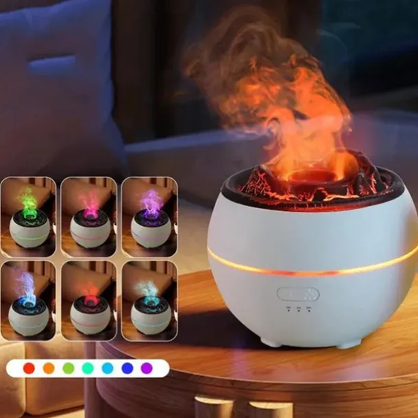 1 PCS Essential Oil Diffusers Large Room 360ml Flame Aromatherapy Diffuser for Home Bedroom for Run 24 Hours and Auto Off Big Humidifier Ultrasonic 7 Colors LED Night Light