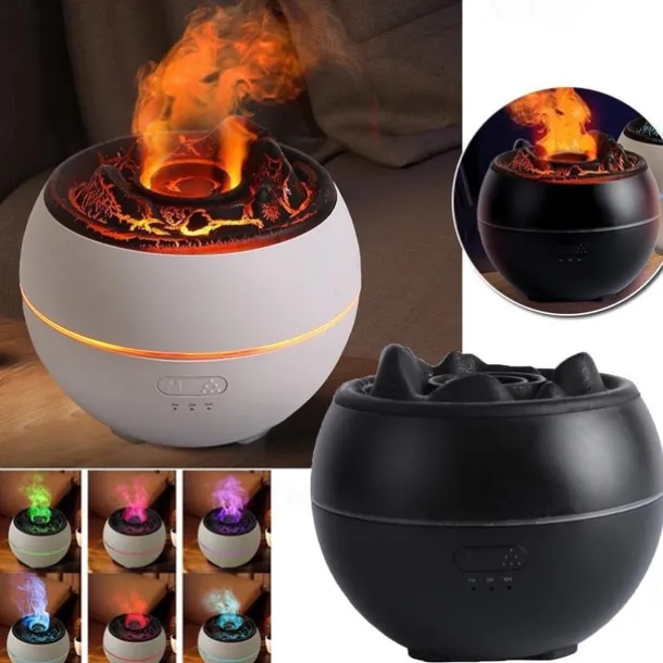 1 PCS Essential Oil Diffusers Large Room 360ml Flame Aromatherapy Diffuser for Home Bedroom for Run 24 Hours and Auto Off Big Humidifier Ultrasonic 7 Colors LED Night Light