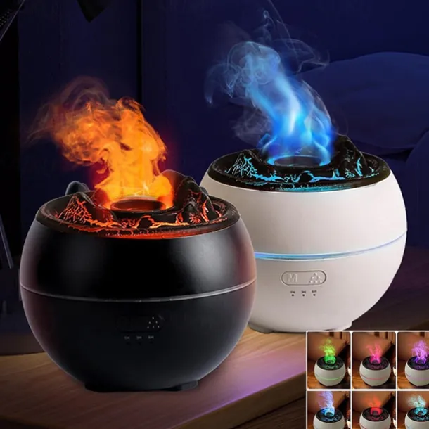 1 PCS Essential Oil Diffusers Large Room 360ml Flame Aromatherapy Diffuser for Home Bedroom for Run 24 Hours and Auto Off Big Humidifier Ultrasonic 7 Colors LED Night Light