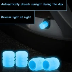 16 PCS Fluorescent Tire Valve Stem Caps, Car Wheel Air Valve Covers Luminous Car Exterior Accessories Cool Noctilucous for Car, Bicycle, Motorcycle, SUV, Truck and Bike