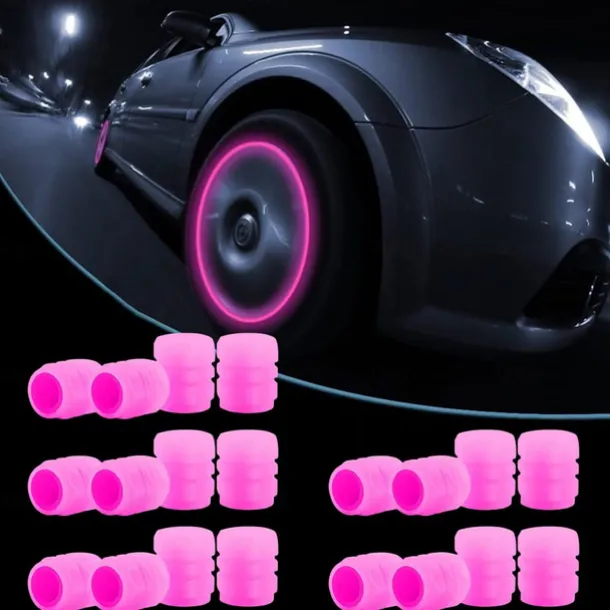 16 PCS Fluorescent Tire Valve Stem Caps, Car Wheel Air Valve Covers Luminous Car Exterior Accessories Cool Noctilucous for Car, Bicycle, Motorcycle, SUV, Truck and Bike
