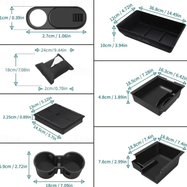 6 PCS For Tesla Model 3 Model Y Storage Box Center Armrest Hidden Box Cup Holder Interior Organizer Car Accessories