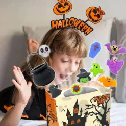 24/48 Pcs Halloween Mochi Squishy Toys with Gift Box Mini Kawaii Mochi Squeeze Toy Stress Reliever Anxiety Packs for Kids Party Favors Halloween Miniatures Halloween Treat Bags Gifts