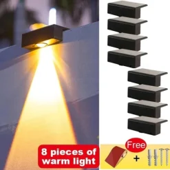 4/8 Pcs High brightness solar waterproof wall lamp, courtyard garden fence decorative wall lamp