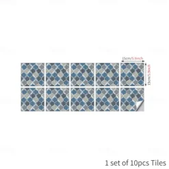 10 PCS Imitation Epoxy Tile Sticker Color Lantern Wall Sticker House Renovation Diy Self-adhesive Pvc Wallpaper Painting Kitchen Waterproof And Oilproof Wall Sticker