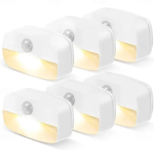 2/6 pcs LED Motion Sensor Light Battery Operated Wireless Wall Lamp Night Light No Glare Corridor Closet LED Cabinet Door Light
