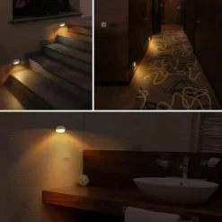 2/6 pcs LED Motion Sensor Light Battery Operated Wireless Wall Lamp Night Light No Glare Corridor Closet LED Cabinet Door Light
