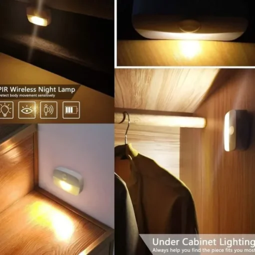 2/6 pcs LED Motion Sensor Light Battery Operated Wireless Wall Lamp Night Light No Glare Corridor Closet LED Cabinet Door Light