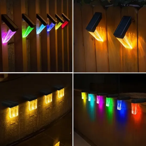 2/4 Pcs LED Solar Outdoor Lights Stair Step Light Waterproof Fence Lights Yard Step Garden Porch Decoration Solar Wall Lamp