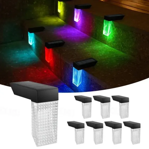 2/4 Pcs LED Solar Outdoor Lights Stair Step Light Waterproof Fence Lights Yard Step Garden Porch Decoration Solar Wall Lamp