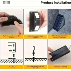 4 Pcs LED Solar Step Landscape Lights Outdoor Fence Light Waterproof Wall Light 24LEDs Home Garden Pathway Lighting Decoration