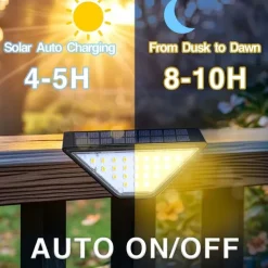 4 Pcs LED Solar Step Landscape Lights Outdoor Fence Light Waterproof Wall Light 24LEDs Home Garden Pathway Lighting Decoration