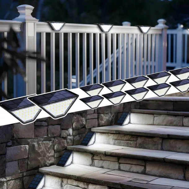 4 Pcs LED Solar Step Landscape Lights Outdoor Fence Light Waterproof Wall Light 24LEDs Home Garden Pathway Lighting Decoration