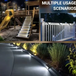 4 Pcs LED Solar Step Landscape Lights Outdoor Fence Light Waterproof Wall Light 24LEDs Home Garden Pathway Lighting Decoration