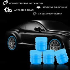 8 PCS Luminous Wheels Cap Tire Valve Stem Glow Luminous at Night Air Caps Cover Fluorescent Illuminated Auto Car Wheel Valve Stem Caps Cover for SUV Motorcycles Truck Vehicle