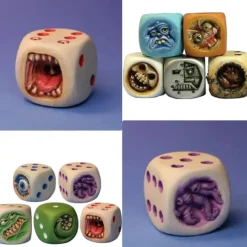 5 pcs Monster Dice, Funy Monster Face Resin Dice Set, Halloween Tabletop Game Dice Set Props, Weird Monster Dice Set for Table Games, Role Playing Games, Offices Home Party Game Props Gift