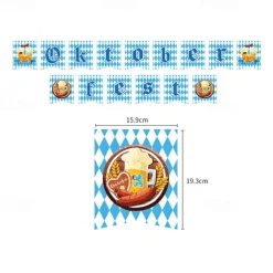 118 pcs Oktoberfest Party Supplies 16pcs 9 Dinner Plates 16pcs 7 Dessert Plates 16 Cups 1 Table Cover 20 Lunch Napkins 1 Banner and 48 pcs Knife Fork and Spoon