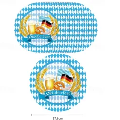 118 pcs Oktoberfest Party Supplies 16pcs 9 Dinner Plates 16pcs 7 Dessert Plates 16 Cups 1 Table Cover 20 Lunch Napkins 1 Banner and 48 pcs Knife Fork and Spoon