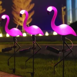 1/3 PCS Outdoor Solar Flamingo Lawn Light Waterproof Garden Light Pink Flamingo Yard Jungle Walkway Landscape Decoration