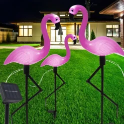 1/3 PCS Outdoor Solar Flamingo Lawn Light Waterproof Garden Light Pink Flamingo Yard Jungle Walkway Landscape Decoration
