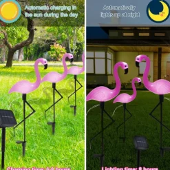 1/3 PCS Outdoor Solar Flamingo Lawn Light Waterproof Garden Light Pink Flamingo Yard Jungle Walkway Landscape Decoration