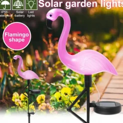 1/3 PCS Outdoor Solar Flamingo Lawn Light Waterproof Garden Light Pink Flamingo Yard Jungle Walkway Landscape Decoration