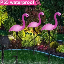 1/3 PCS Outdoor Solar Flamingo Lawn Light Waterproof Garden Light Pink Flamingo Yard Jungle Walkway Landscape Decoration