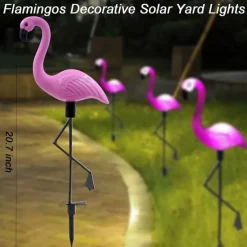 1/3 PCS Outdoor Solar Flamingo Lawn Light Waterproof Garden Light Pink Flamingo Yard Jungle Walkway Landscape Decoration