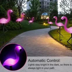 1/3 PCS Outdoor Solar Flamingo Lawn Light Waterproof Garden Light Pink Flamingo Yard Jungle Walkway Landscape Decoration