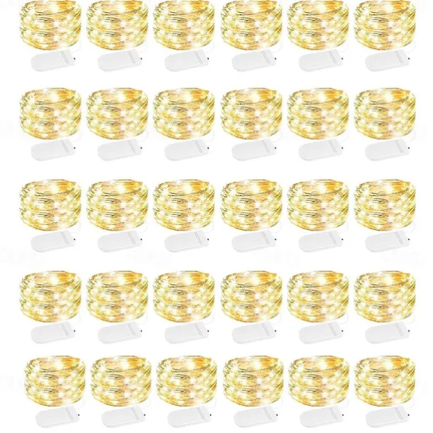 30 PCS 12PCS 6PCS Fairy Lights Battery Operated (Included) 600LED 240LED 120LED Mini String Lights Waterproof Copper Wire Firefly Starry Lights for Halloween Party Christmas Festivals Decorations