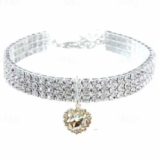 2 Pcs Pearls Diamond Pet Cat Dog Necklace Collar Jewelry with Bling Rhinestones for Pets Cats Small Dogs Female Puppy Chihuahua Yorkies Girl Costume Outfits Adjustable