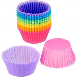 12 Pcs Reusable Silicone Baking Cups Nonstick Muffin Molds for Cake Balls Muffins Cupcakes