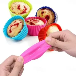 12 Pcs Reusable Silicone Baking Cups Nonstick Muffin Molds for Cake Balls Muffins Cupcakes