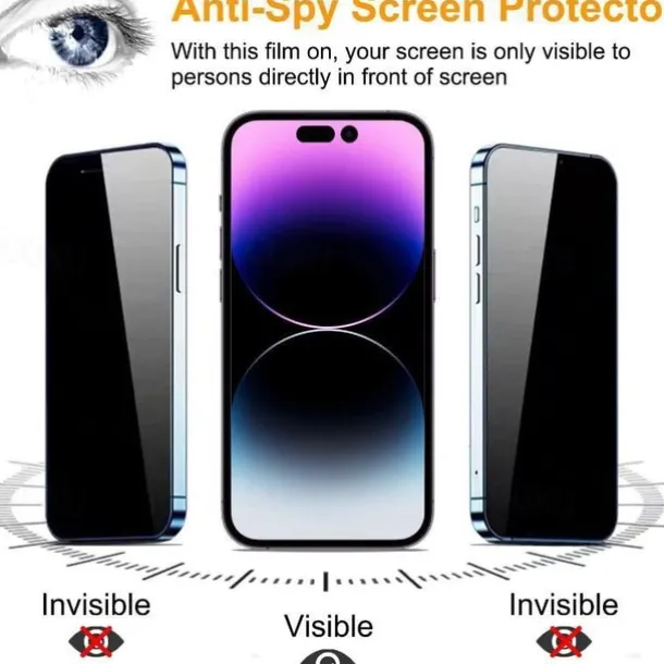 3 pcs Screen Protector For Apple iPhone 16 iPhone 15 Pro Max Plus iPhone 14 13 12 11 Pro Max Mini X XR XS Max 8 7 Plus Tempered Glass Privacy Anti-Spy 9H Hardness Anti-Fingerprint Explosion Proof 3D