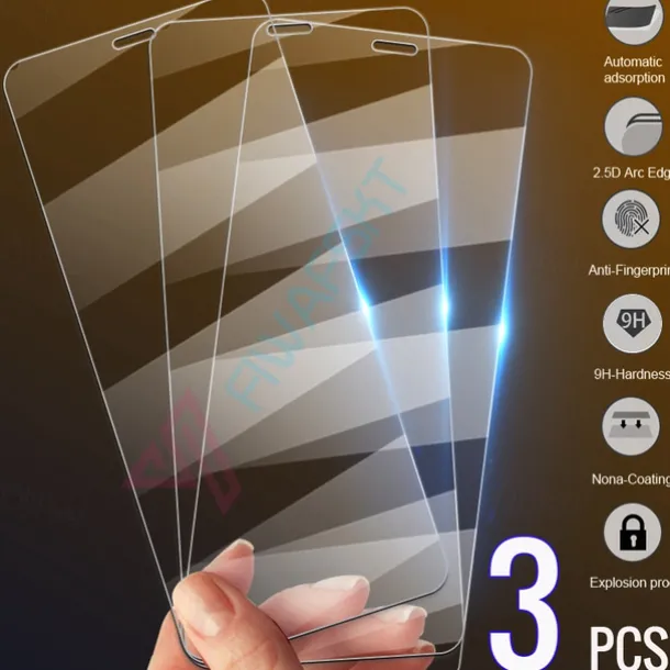 3 pcs Screen Protector For Apple iPhone 16 iPhone 15 Pro Max Plus iPhone 14 13 12 11 Pro Max Mini SE X XR XS Max 8 7 Plus Tempered Glass 9H Hardness Anti Bubbles Anti-Fingerprint High Definition