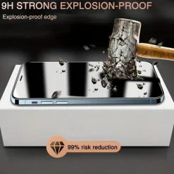 2 pcs Screen Protector For Apple iPhone 16 iPhone 15 Pro Max Plus iPhone 14 13 12 11 Pro Max Mini X XR XS Max 8 7 Plus Tempered Glass Privacy Anti-Spy 9H Hardness Anti Bubbles Anti-Fingerprint 3D