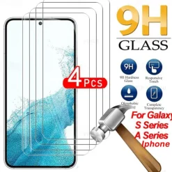 4 pcs Screen Protector For Samsung Galaxy S25 Ultra S25 Ultra Plus S24 Ultra Plus S23 S22 S21 S20 Plus Ultra A35 5G Tempered Glass 9H Hardness Anti Bubbles Anti-Fingerprint High Definition Ultra Thin