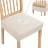 2 Pcs Smiry Waterproof Seat Covers for Dining Room Chairs Set of 4 Stretch Jacquard Removable Washable Chair Seat Slipcovers Protector No Rear Covers