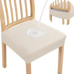 2 Pcs Smiry Waterproof Seat Covers for Dining Room Chairs Set of 4 Stretch Jacquard Removable Washable Chair Seat Slipcovers Protector No Rear Covers
