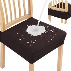 2 Pcs Smiry Waterproof Seat Covers for Dining Room Chairs Set of 4 Stretch Jacquard Removable Washable Chair Seat Slipcovers Protector No Rear Covers